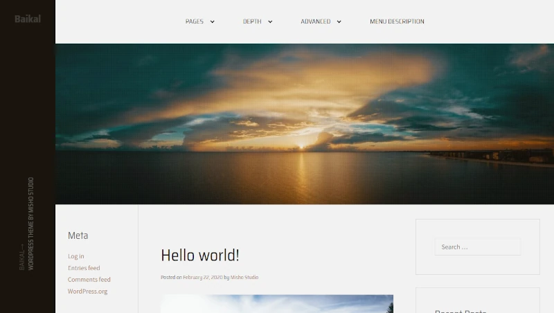 Baikal WordPress Theme on Desktop